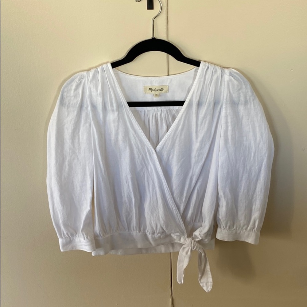 Madewell white long sleeve top